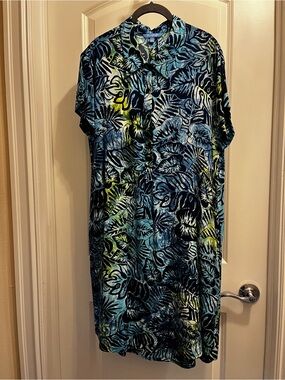 Blue Ginger Casual Tropical Dress. Blue & Teal. Fun and Festive. From Maui!